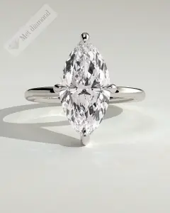 MET 0361, 4 ct temsil görseli, 5 ct seçeneği beyaz altın markiz gizli halo laboratuvar pırlantası yüzük, önden görünüm