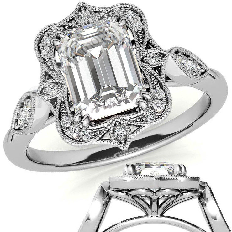 3  karat mozanit taşlı yüzük baget kesim