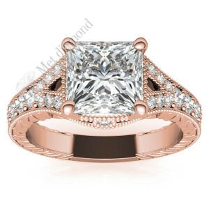 3.50 karat mozanit taşlı yüzük prenses kesim prs018