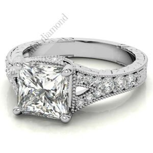 3.50 karat mozanit taşlı yüzük prenses kesim prs018