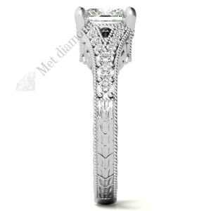 3.50 karat mozanit taşlı yüzük prenses kesim prs018