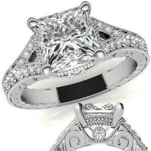 3.50 karat mozanit taşlı yüzük prenses kesim prs018