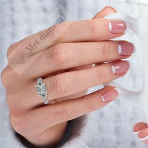 3.50 karat mozanit taşlı yüzük prenses kesim prs018