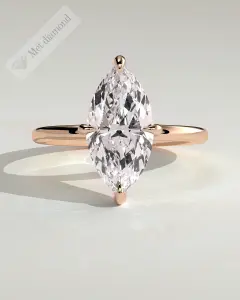 MET 0361, 3 ct pembe altın markiz gizli halo laboratuvar pırlantası yüzük, önden görünüm