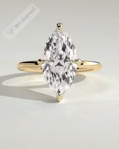 MET 0361, 4 ct sarı altın markiz gizli halo laboratuvar pırlantası yüzük, önden görünüm