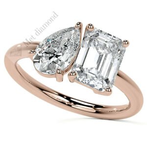 4 karat mozanit taşlı yüzük baget kesim