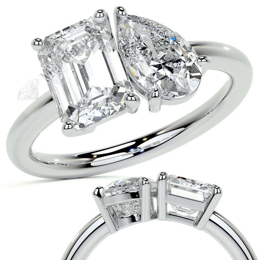 4 karat mozanit taşlı yüzük baget kesim