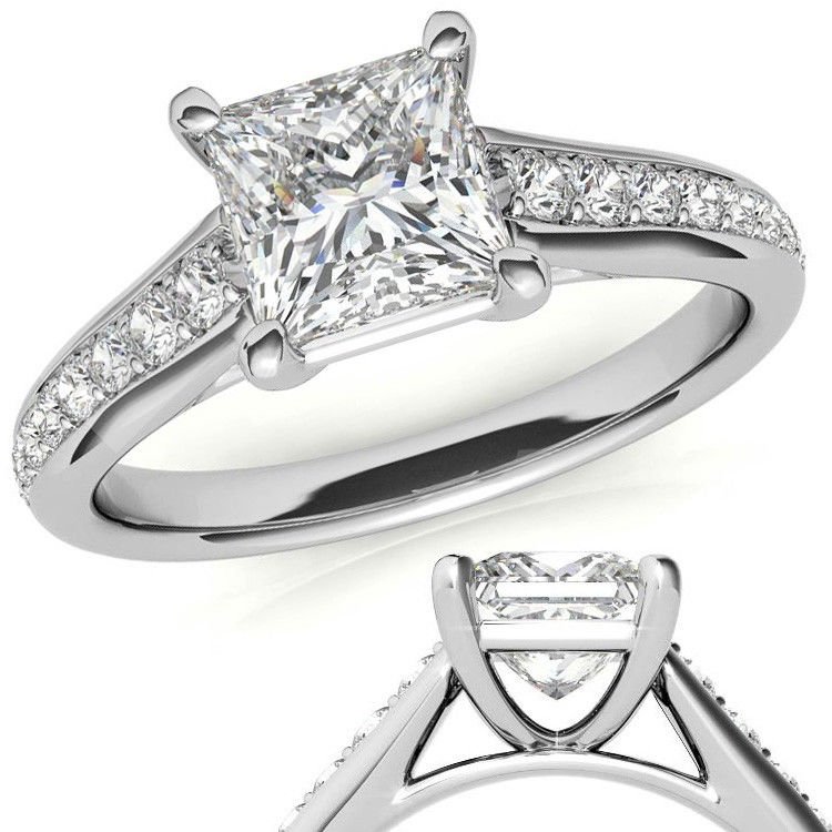 1,50 karat mozanit taşlı yüzük prenses kesim prs028