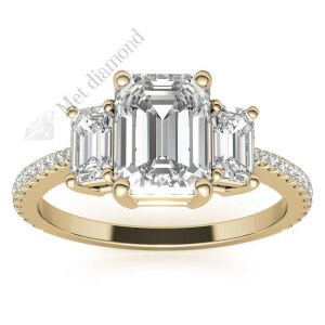 3,50 karat mozanit taşlı yüzük baget kesim