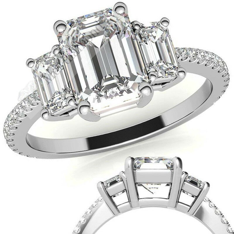 3,50 karat mozanit taşlı yüzük baget kesim