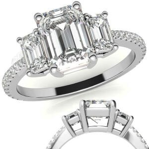 3,50 karat mozanit taşlı yüzük baget kesim