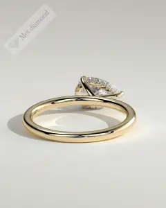 MET 0365 damla kesim East-West tektaş yüzük, 1 ct sarı altın, arka açıdan görünüm