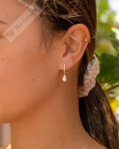 2.20 karat  mozanit taşlı küpe -kup08