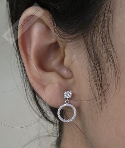 1 karat  mozanit taşlı küpe-kupk100a