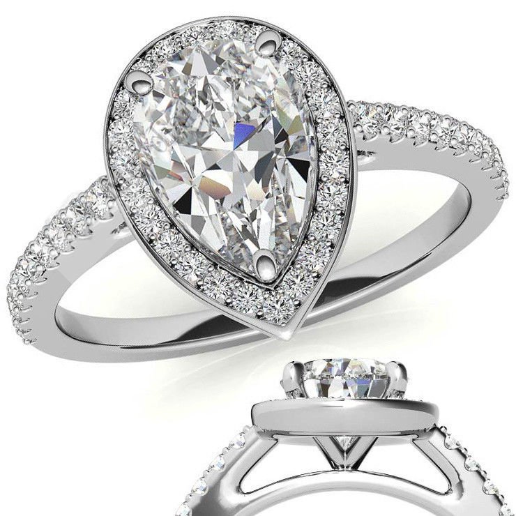 2,50 karat mozanit pırlanta yüzük damla katedral model