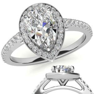 2,50 karat mozanit pırlanta yüzük damla katedral model