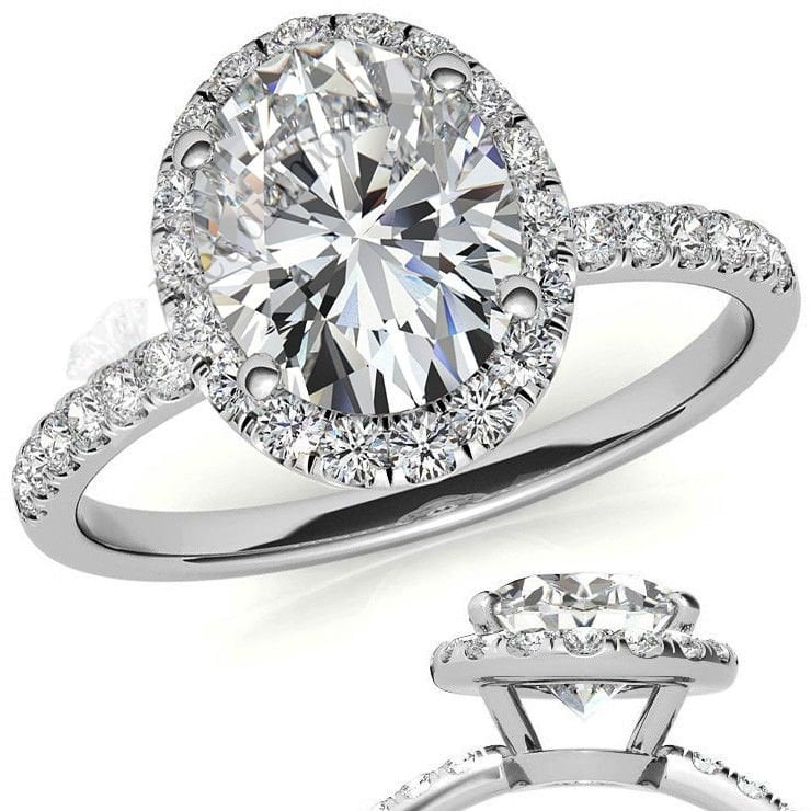 2,50 karat mozanit taşlı yüzük halo model