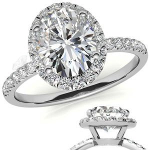 2,50 karat mozanit taşlı yüzük halo model