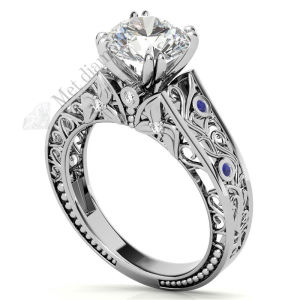 3 karat mozanit taşlı yüzük tasarım mzn122