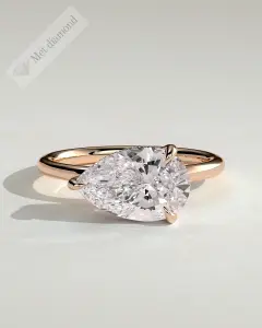 MET 0365 damla kesim East-West tektaş yüzük, 3 ct, pembe altın, önden görünüm