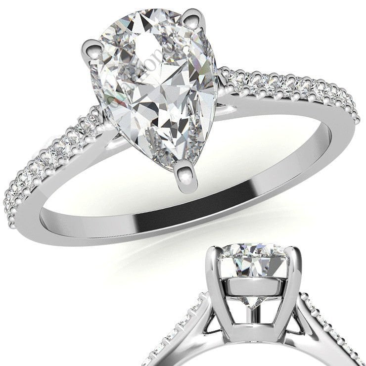 1,50 karat mozanit taşlı yüzük damla katedral model