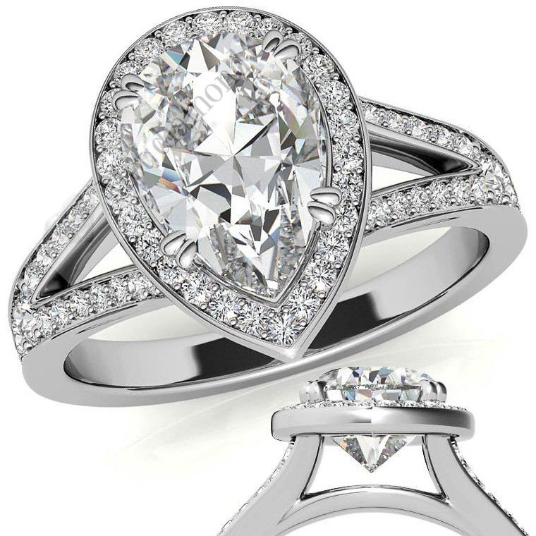 3,50 karat mozanit taşlı yüzük damla katedral model