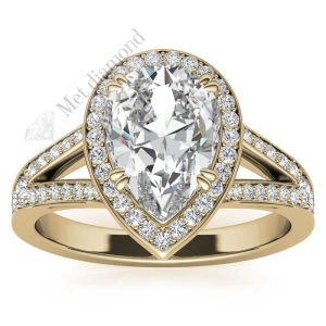 3,50 karat mozanit taşlı yüzük damla katedral model