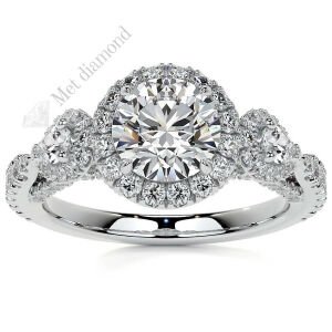 3 karat mozanit taşlı yüzük halo model hly70