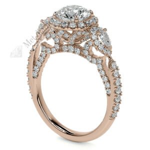 3 karat mozanit taşlı yüzük halo model hly70