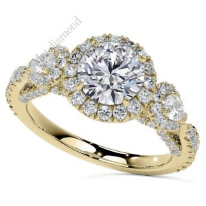 3 karat mozanit taşlı yüzük halo model hly70