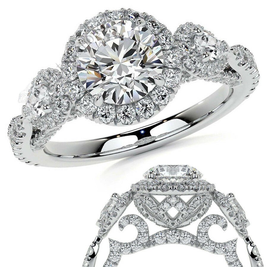 3 karat mozanit taşlı yüzük halo model hly70